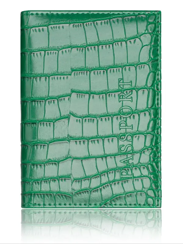 Crocodile Embossed Pu Leather Travel Passport Holder, Minimalist Plain Passport Cover for Women & Men, Slim Travel Wallet Accessories 2