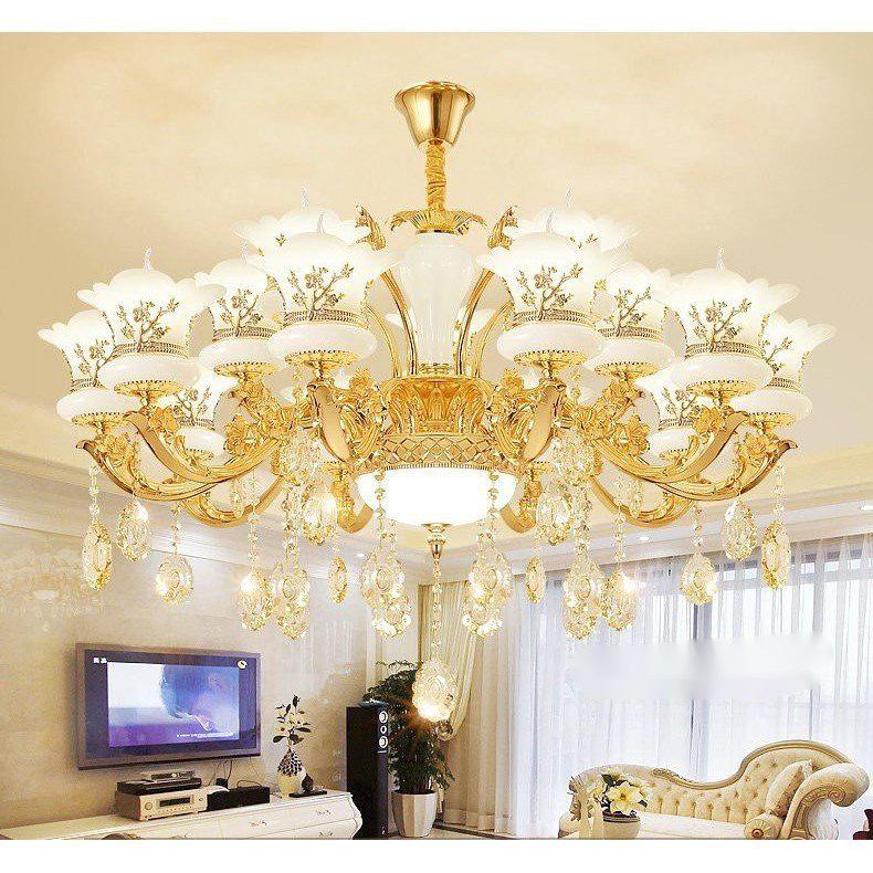 Đèn Chùm 15 Tay Chao Hoa Quỳnh Tay Đúc Đường Kính 95cm Trang Trí Phòng Khách, Nhà Hàng, Quán CaFe, Karaoke[ BẢO HÀNH 6 NĂM]