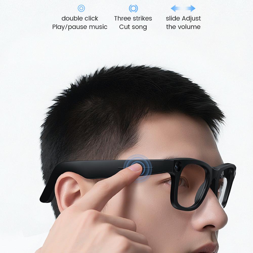 Smart Glasses 800W Camera 1080P Video Recording Voice Assistant Anti-Shake 4GB Memory Sunglasses Blue Tooth Call Translation