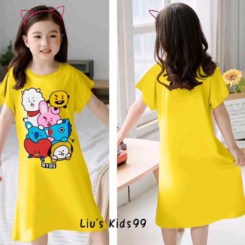 Liu's_Kids99 / daster anak cewek TINITAN untuk Umur 3-12th Katun Lembut Lengan Pendek Fashion daster anak dress bayi 1