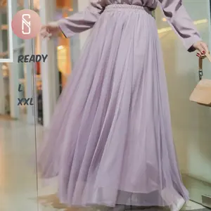 Emely Myshawl Rok Tutu Jumbo Tulle Big Size Bahan Syakilla Lembut Muslim Panjang Wanita Maxi Polos Bawahan Rempel Dewasa