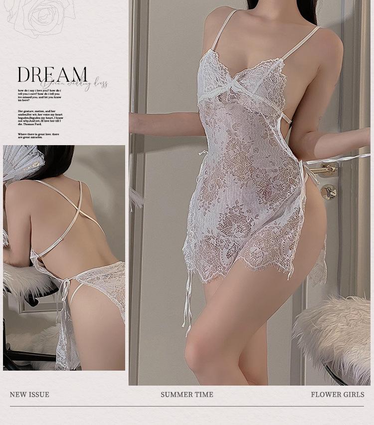Product Introduction of Sexy Lace Sheer Nightgown Width Adjustable Women's Clothing Assorted Colors, plus size daster  tali satu Fabric Womenswear Drawstring Elastic Elegant Fit Lingerie Panty Skirt Nightwear daster  tali 1 nighties ladies baju  daster  wanita  tidur 18