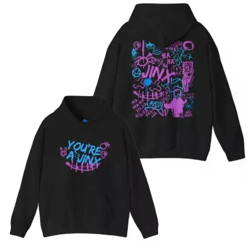 Arcane Jinx League of Legends New Season Unisex Hoodie Classic Cotton Fabric Menswear Sleeve Collar Print Ribbed