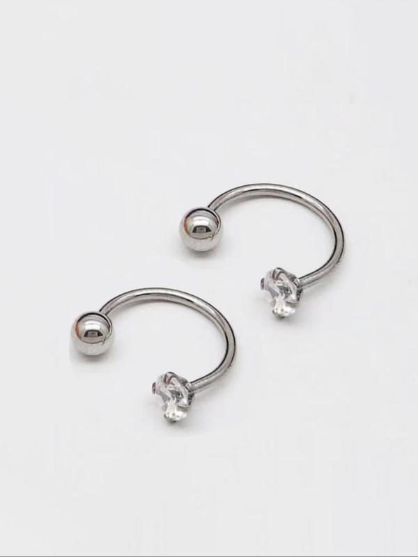 C-shaped Artificial Zircon Decor Earrings, 2 Counts Fashionable Ear Cuff Earrings for Women & Girls for Party, Daily Decor, Exquisite Jewelry for Gift 4