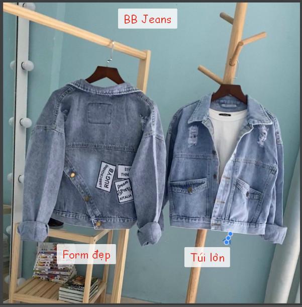 Product Introduction of Áo khoác jean nữ màu đen có túi ngoài phối tà chéo form croptop và vừa size 39-4kg BB Lady.Shop 10