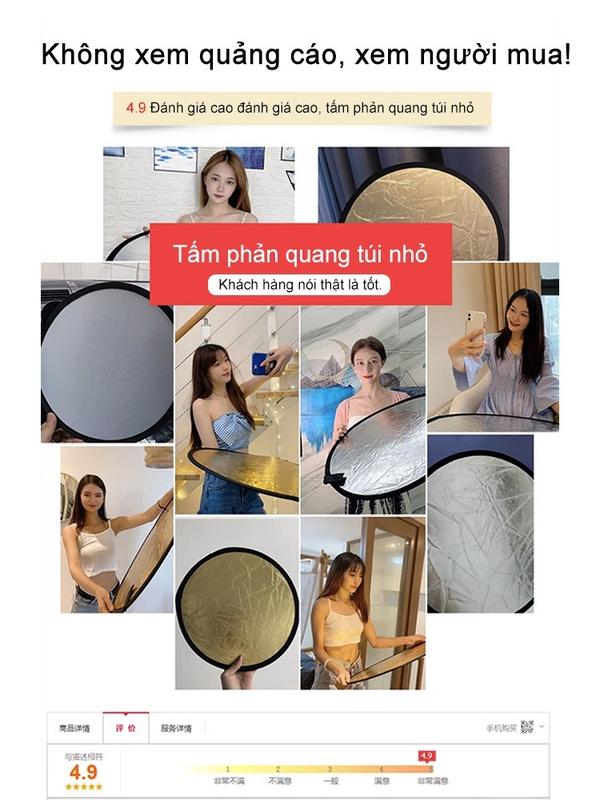 Tấm Hắt Sáng 2in1 Tròn Kích Thước 60/80/110cm - Phản Xạ Vàng Bạc - Giá Đỡ Hình Chữ T - Chất Lượng Tốt - Phụ Kiện Chụp Ảnh Camera 8