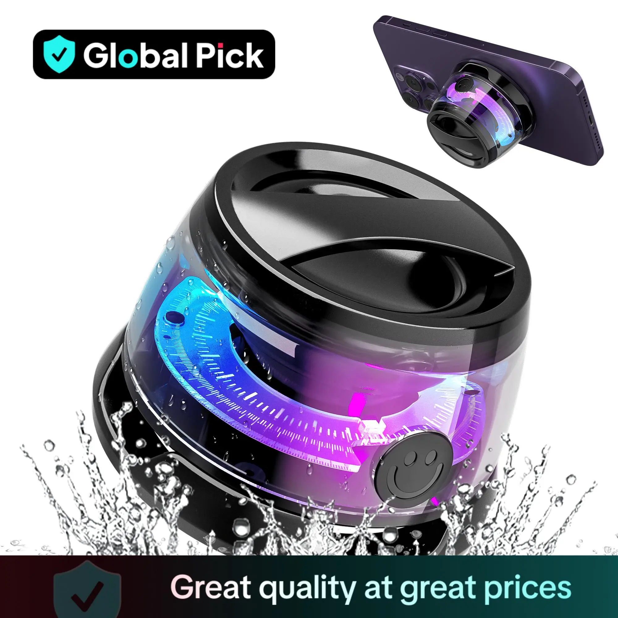 G300 Magnetic Bluetooth-compatible Speaker, Rechargeable Portable Speaker with RGB Light, Small Speaker for Camping, Parties and Desktop, Shower Speaker