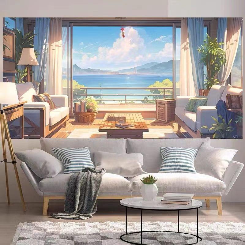 Product Introduction of Healing Scenery Background Room Bedside Bedroom Ins Decoration Hanging Cloth Background Wall Tapestry Wall Cloth Dormitory Canvas 4