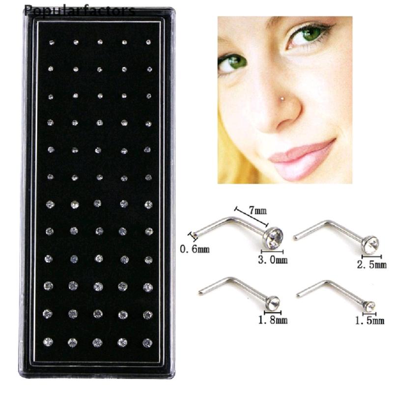 Khuyên mũi titan không rỉ 1 hộp 60 khuyên đính đá ( tặng cột tóc và hình xăm 15 ngày )