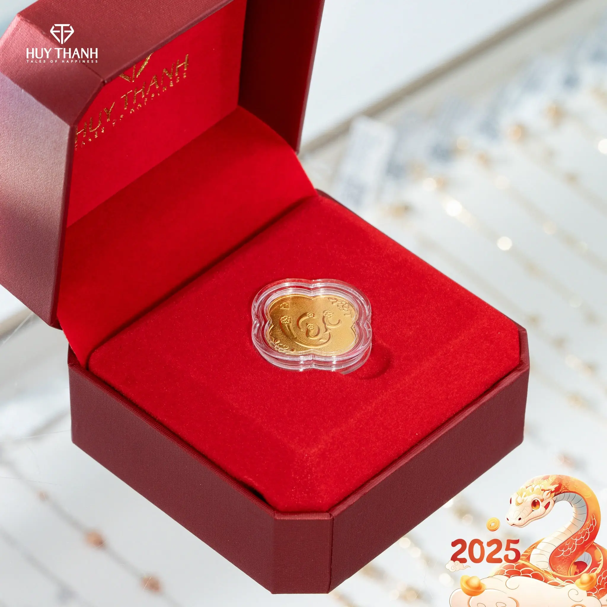 HuyThanhJewelry LNLOC Miếng Vàng 24k chữ Lộc Kim Vượng Phát