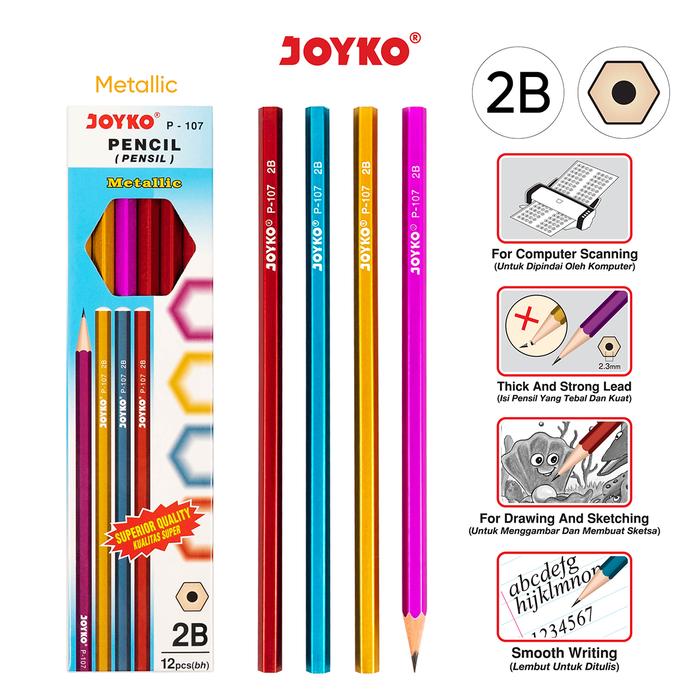 Gambar Pensil Pencil Joyko P-107 Metallic 2B 1 Box 12 Pcs - P-107 Metallic 2B dari Joyko Indonesia Kota Administrasi Jakarta Utara Tokopedia