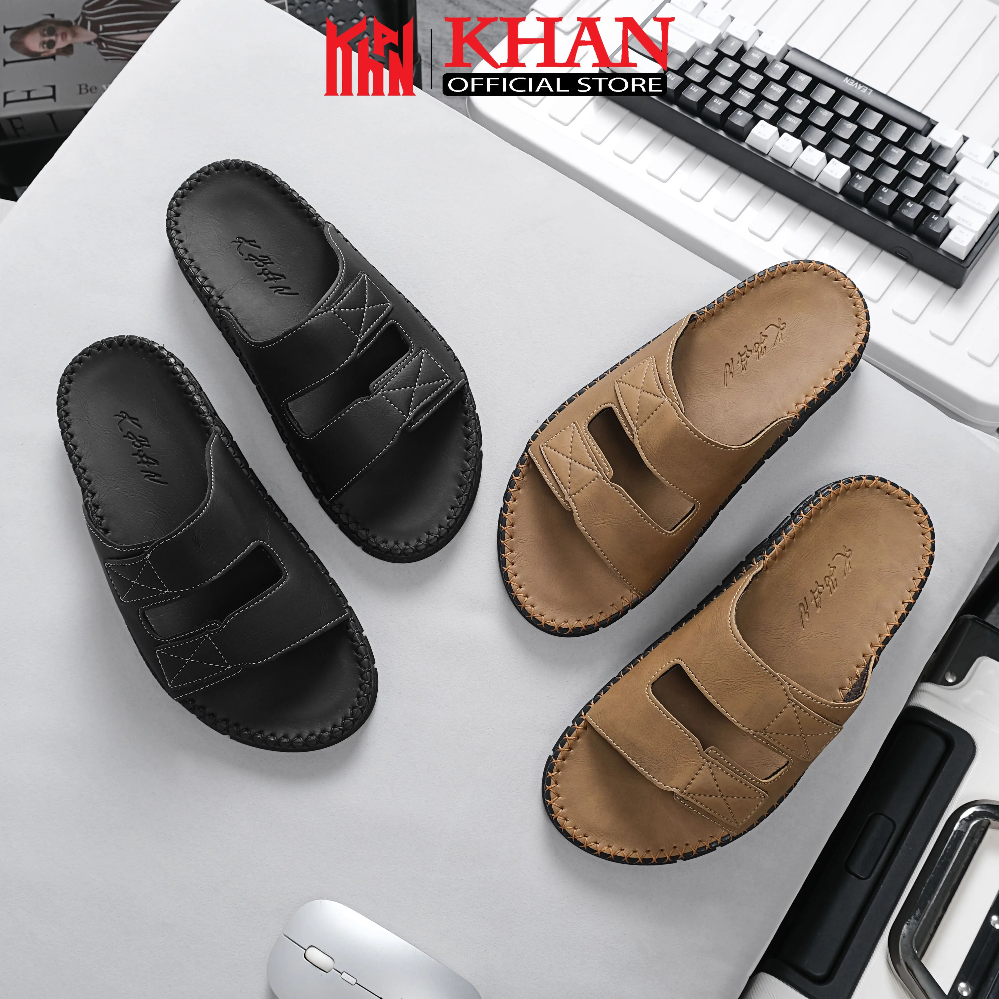 DéP Nam Hai Quai Doctor Da Bò, Đã Khâu, Đế Cao Su Đúc Nguyên Khối, U3