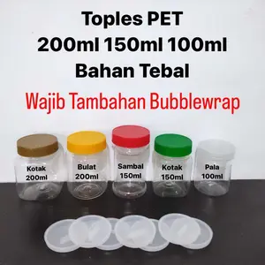 Harga 10 PCS - Toples PET 200ml 150ml 100ml
