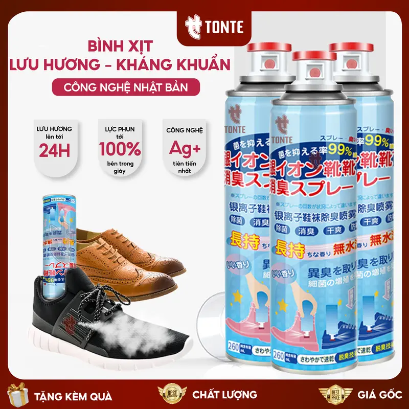 Chai xịt khử mùi hôi giày, lưu hương, chống thối chân, kháng khuẩn, công nghệ Bạc ion KHUMUI bot vesinh giay 0