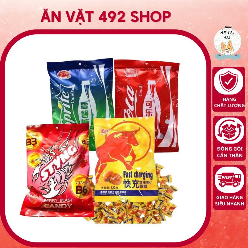 Kẹo viên ngậm vị bò húc tăng lực gói 320gam ~100 viên - Ăn Vặt 492 Shop