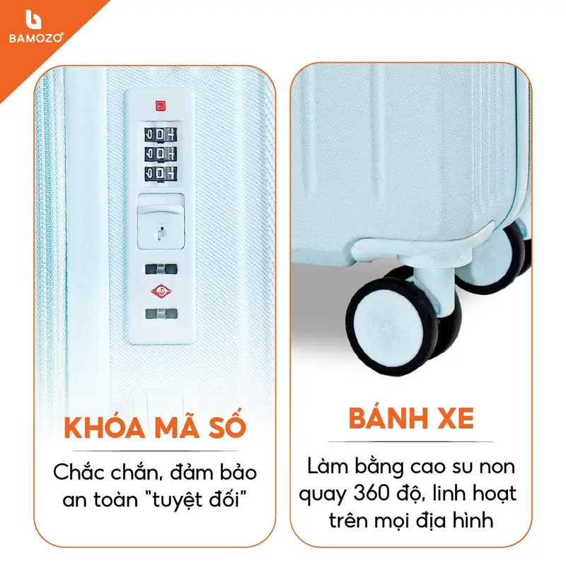 [CHÁY HÀNG 6/6] Combo Vali Bamozo 8812 Cao Cấp + Cốp Mỹ Phẩm Size 20/24 Nhựa ABS PC Bền đẹp 6