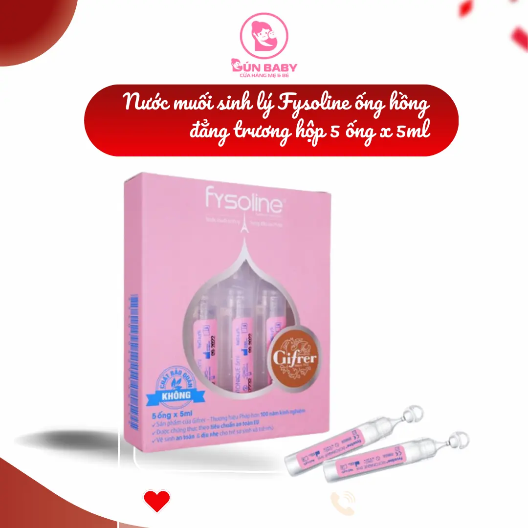 Nước muối sinh lý Fysoline ống hồng, xanh, vàng đẳng trương hộp 5 ống x 5ml