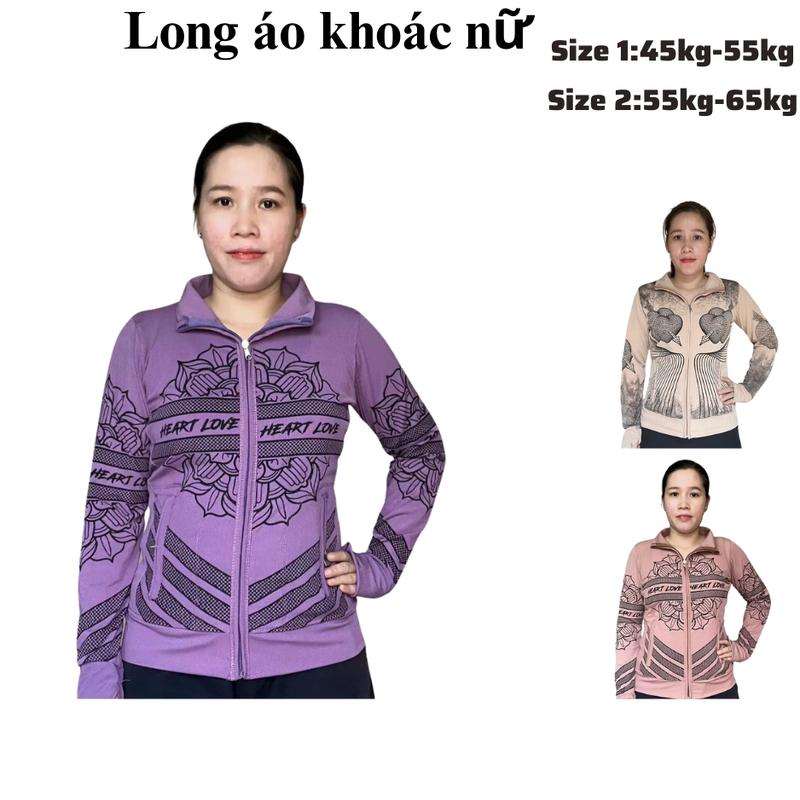Áo khoác cổ nữ mặc choàng chống nắng 4 túi với khóa kéo vải tăm gân đẹp Top thời Trang Phục Sport Fish Jacket Women Voi Kem Nhung 4