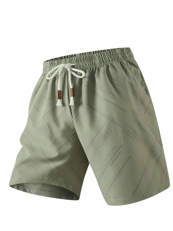 Men's Striped Print Drawstring Waist Gym Shorts, Breathable Comfortable Swim Shorts, Summer Swimwear for Men 2