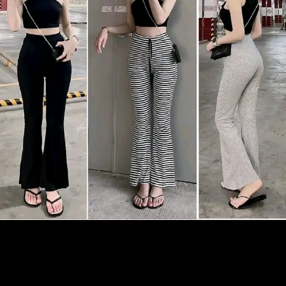quần ống loe chất liệu gân tăm co giãn tốt có túi fom 40_65kg