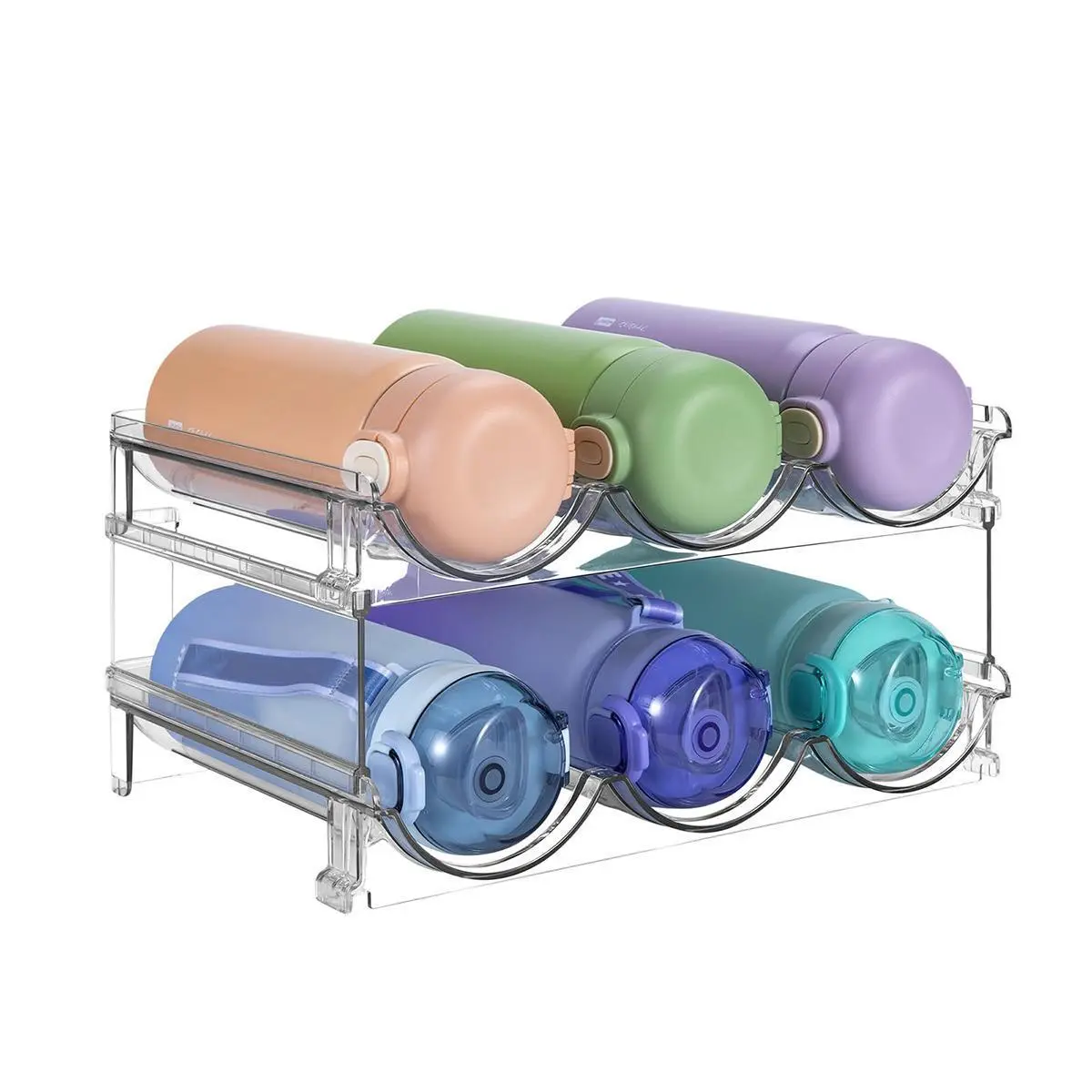 Water Bottle Organizer, Stackable Bottle Storage Rack, 2 Pack Water ...