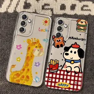 Hewan Kartun Lucu Case Untuk Samsung A57 A37 A56 A17 A07 A16 A35 A55 A36 A26 A05 A05S A06 A15 A24 A25 A14 A13 A23 A53 A54 A04 A12 A73 A71 A03 A04E A34 A32 S21 S22 S23 FE S24 Ultra Transparan Silikon Shockproof TPU Soft Cover