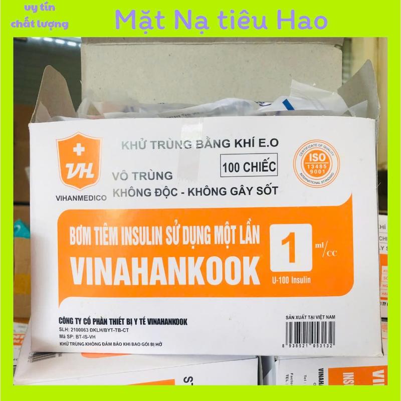 Hộp 100 cây bơm tiêm tiểu đường vinahankook 1ml insulin 100 đầu kim 30gx1/2 1