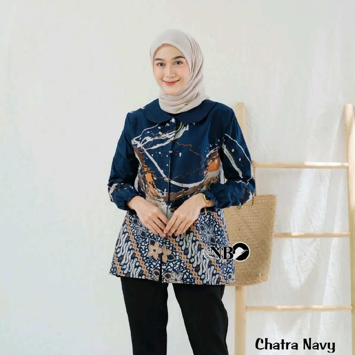 LAKUNA BATIK Baju batik wanita blouse batik Kancing  Atasan batik cewek lengan Panjang bahan Katun Karet