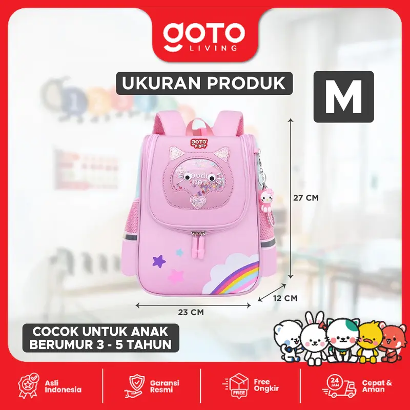 Goto [COD] Kibby Tas Sekolah Ransel Backpack Anak Perempuan Waterproof Bag 4