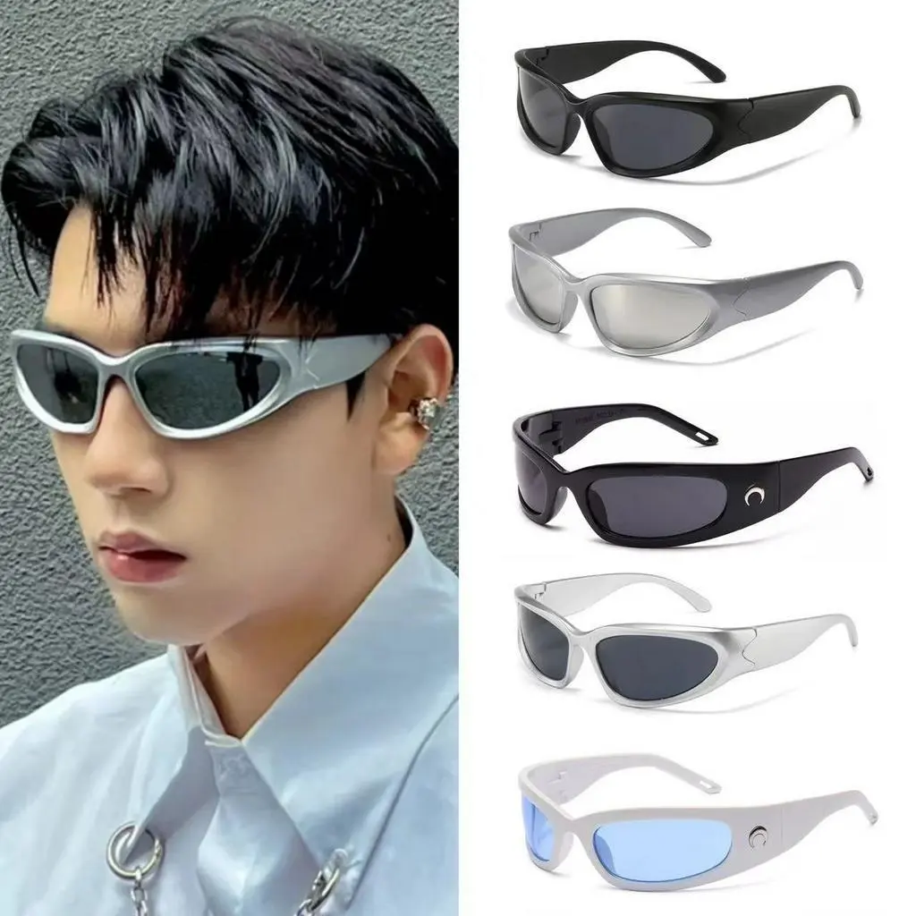 【Fulisa】Japanese and Korean trend Fashion y2k Future Tech Sports sunglasses Ride punk sunglasses for men and women