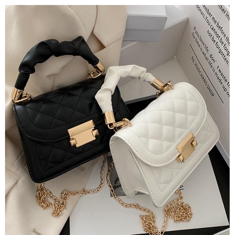 TÚI XÁCH NỮ ĐEO CHÉO QUAI RÚM đeo chéo xách tay - Da PU hoạ tiết thêu trám phong cách basic trẻ trung Hàn Quốc - phừ hợp với các chị em đi chơi đi tiệc - KT:D20;C15;R7 cm ,KL350g dung tích 2 ngăn Bag Hoa Kem