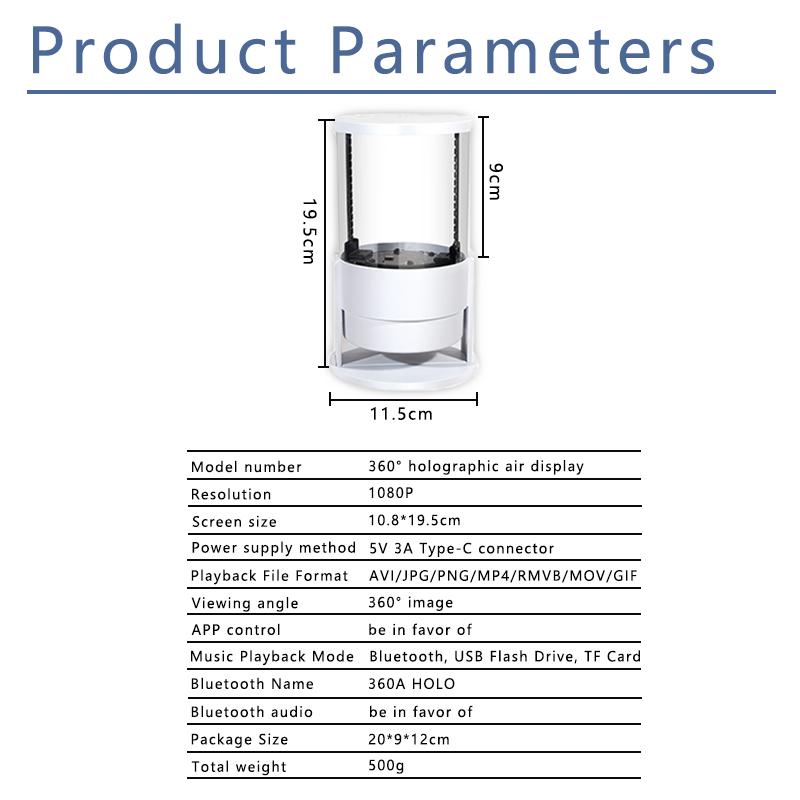 Desktop HD 3D Hologram Fan Bluetooth speaker 360 Degree Viewing Angle Cylindrica Screen Advertising LED Light Beads WIFI