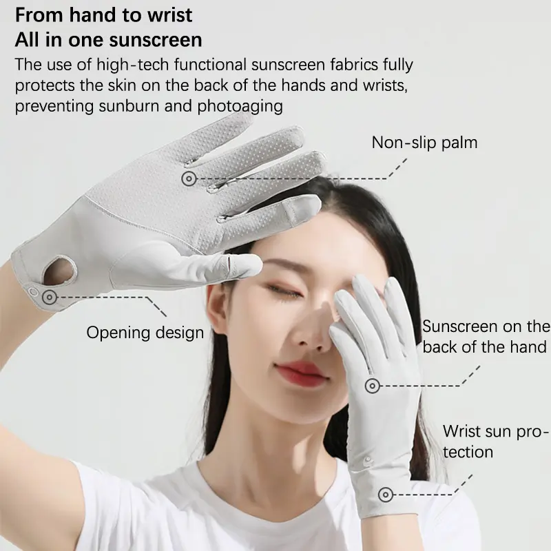 Găng Tay Chống Nắng, Hàng Mới Về Mùa Hè, Dành Cho Nữ, Màu Trơn Chống Tia UV, Thích Hợp Để Lái Xe Ngoài Trời, Găng Tay Nắp Gập Đầu Ngón Tay Chống Trượt 7
