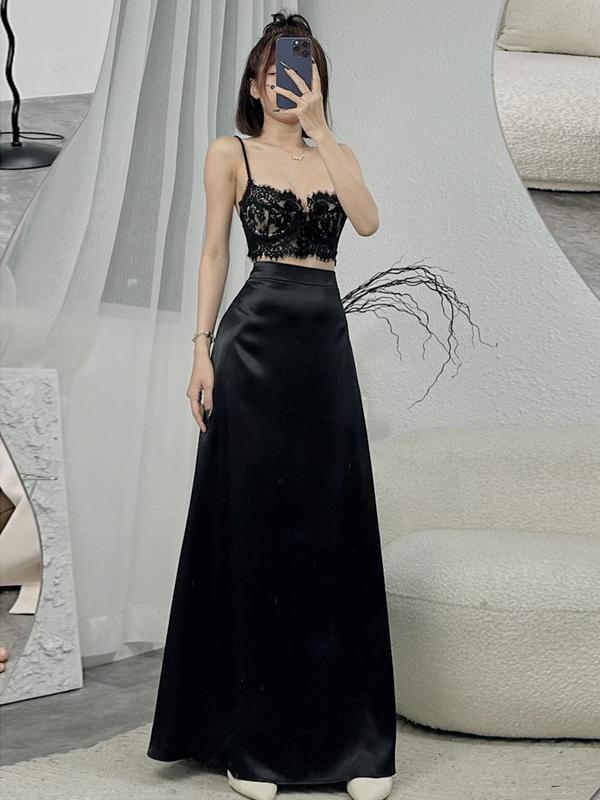 CHÂN VÁY LỤA HÀN CHÂU NỮ, hàng may 2 lớp, form siêu dài, bo eo đánh hông cực đỉnh, siêu hack dáng dễ phối đồ (CV-12) Voan Voi Women