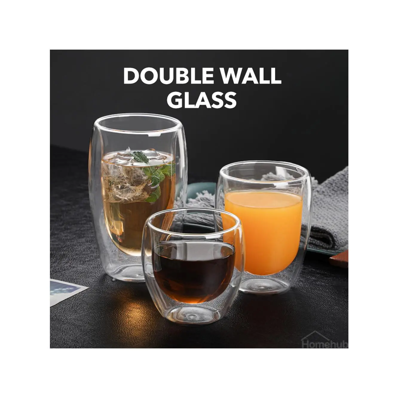 Homehub Double Wall Glass Cup Coffee Mug Insulated With Handle Cover For Drinking Tea Latte 80ml 250ml 350ml 450ml 650ml