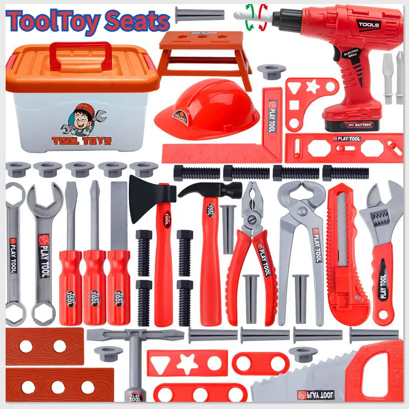 38-42PCS Kids Engineers Tool Toys Set Simulation Maintenance Educational Toy Power Drill Hardware Engineers Box Children Cooking