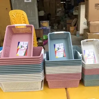 Rổ chữ nhật 3 size NO:3596-3597-3598 có quai cầm nhựa Việt Nhật, Khay chữ nhật đựng tài liệu, đồ dùng văn phòng đa năng