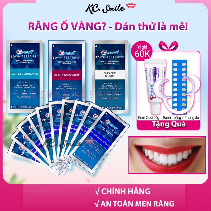Set 7 gói miếng dán trắng răng Crestt - Giúp hỗ trợ làm trắng răng tại nhà tay trang rang nha khoa tẩy trắng răng mieng  dan