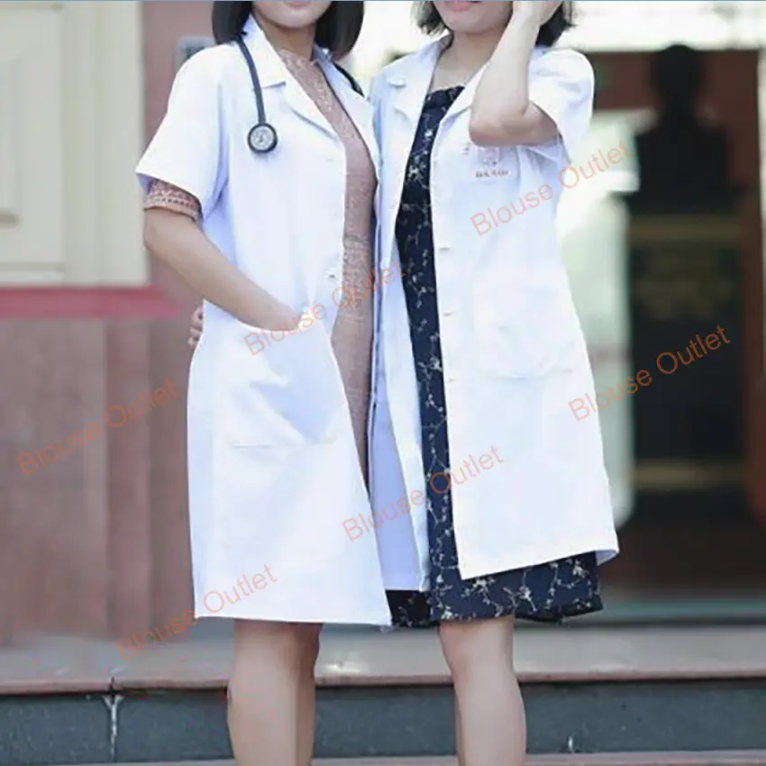 Áo choàng blouse trắng bác sĩ, dược sĩ, y sỹ, Thẩm mỹ viện, Spa Cộc tay