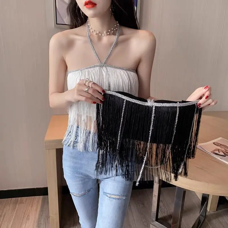 [ READY SIAP KIRIM ] FREE ONGKIR - ComfitStore Und329 Atasan Tanktop Rumbai Halter Dengan Manik Cantik SIAP COD 3