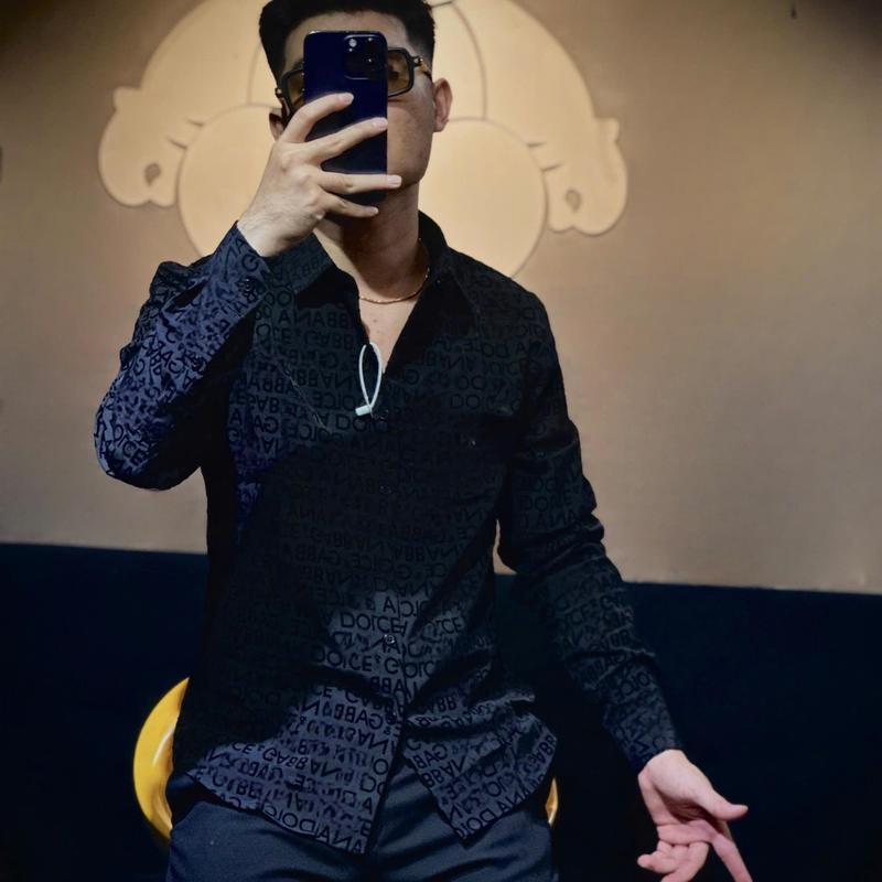 Áo sơ mi nam đen họa tiết vân nhung DG chất cotton mềm co dãn nhẹ - Menswear sơ  micaro 0