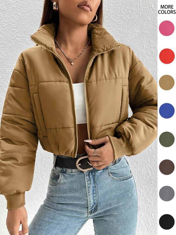 Cozy Pink Drop Shoulder Stand Collar Jacket main image 0