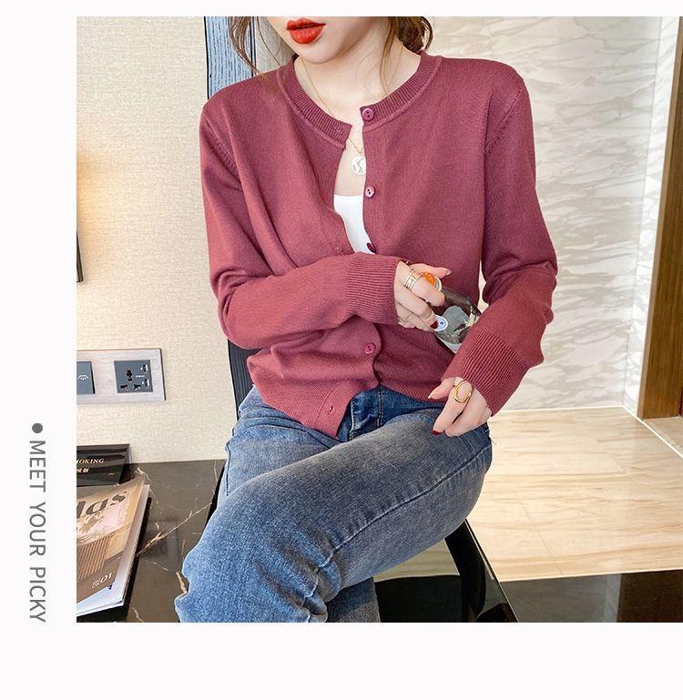 Product Introduction of Áo Cardigan Dệt Kim, Áo Khoác Phù Hợp Bên Ngoài Mỏng Mùa Thu, Dành Cho Nữ, Hàng Mới Về 2023, Áo Len, Ngắn Và Rộng, Màu Đen, Cổ Tròn, Áo Dài Tay 14
