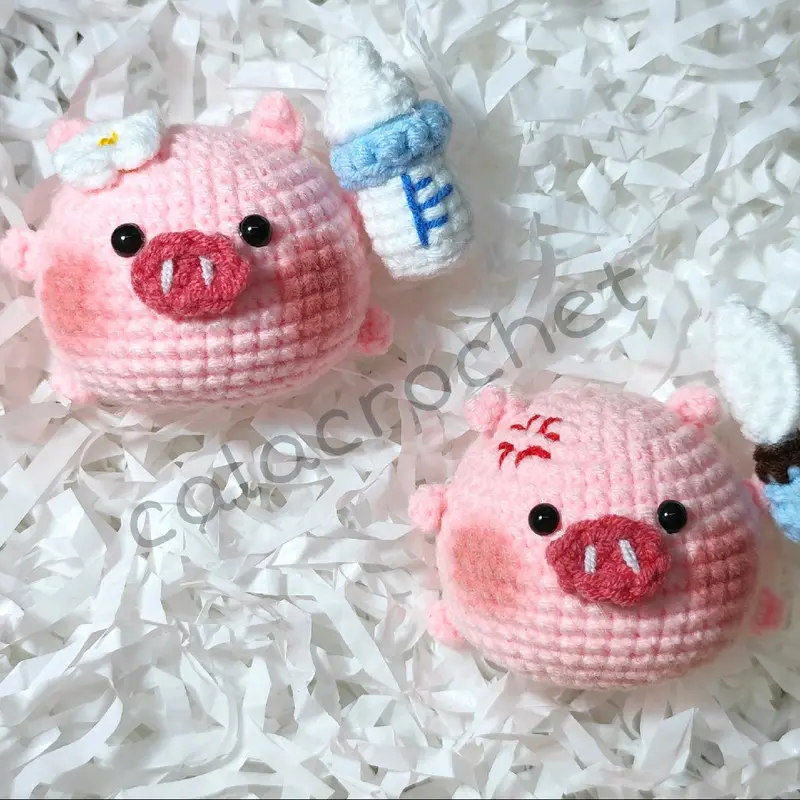 Móc khoá heo tai thỏ bằng len handmade làm quà tặng trang trí đáng yêu 2