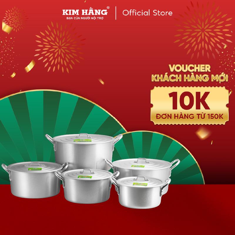 Bộ Nồi Nhôm KIM HẰNG ĐB Quai Tròn Xi Bóng T5 (Size 16-18-20-22-24) - KHG0331 đồng vn