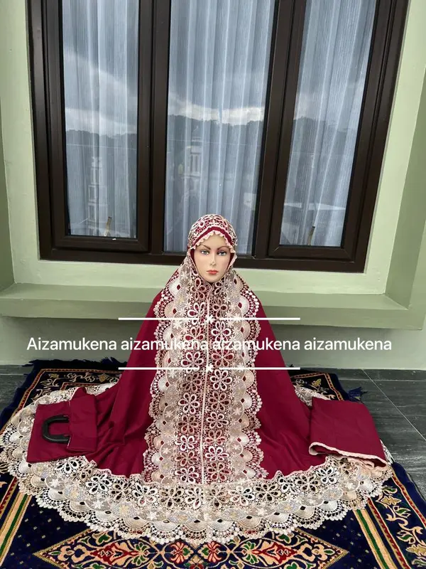 ( FREE TASBIH ) Mukena katun renda seroja twotone full kd 2