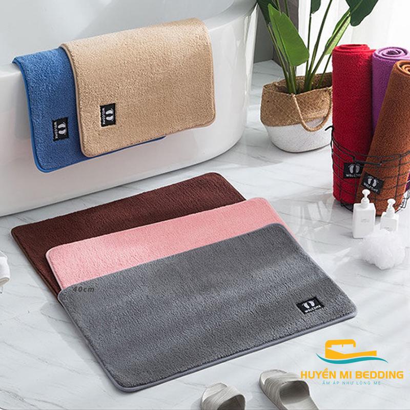 Thảm lau chân nhà tắm, thảm chùi chân nhà bếp lông cừu len mềm đế cao su thấm hút nước chống trượt .