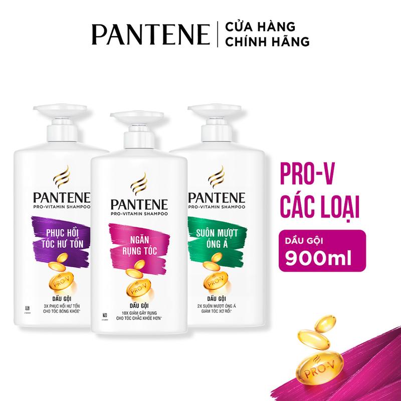 Dầu Gội PANTENE Pro-V Cải Thiện Rụng Tóc/ Hỗ Trợ Phục Hồi Hư Tổn/ Suôn Mượt Óng Ả/ Dưỡng Mềm Mượt/ Giảm Gàu - Chai 900ML
