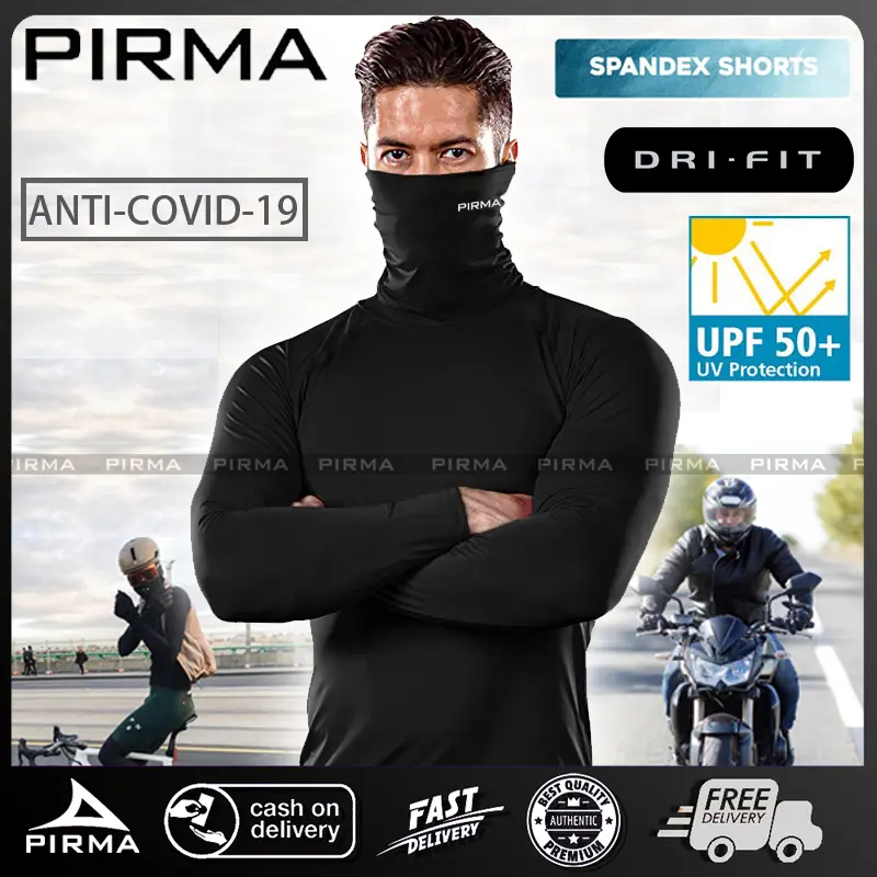 COOLAIR rush guard outdoor windproof long-sleeved fitness clothing men’s training quick-drying tights, dust-proof with mask, high neck T-shirts, undershirts/unisex jackets/jacks men’s and women’s swimsuits/long-sleeved O-neck/
