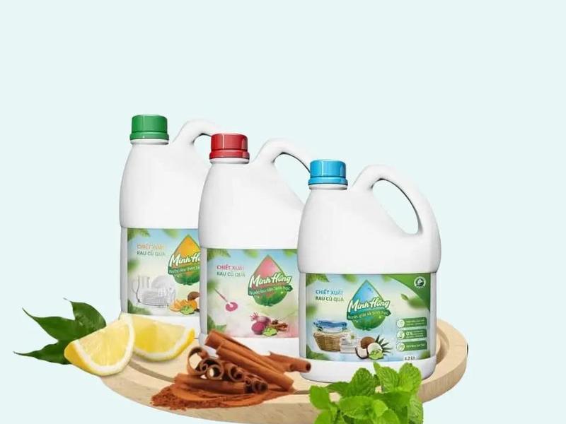 Minh Hồng dung dịch làm sạch tẩy rửa sinh học nước giặt rửa chén lau sàn hữu cơ lên men từ rau củ quả an toàn lành tính thân thiện môi trường không hóa chất Nước Rửa Chén